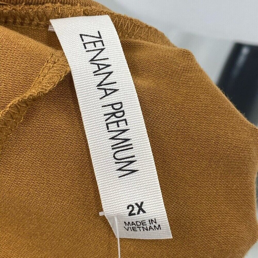 Zenana Premium Camel Brown V-Neck Short Sleeve Jersey T-Shirt Midi Dress 2X NEW - Picture 7 of 9